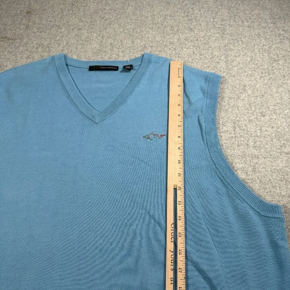 Greg Norman XXL Men's Sweater Vest Golf Blue Sleeveless Logo V-Neck‎ Cotton